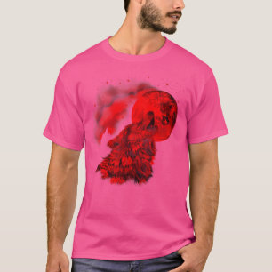 Red Wolf Moon Howling Wolf Gothic T-Shirt