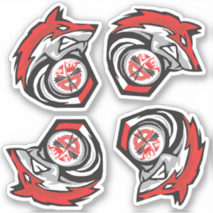 Red Wolf Sheet of 4 school logos