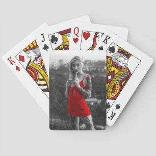 Red Woman Playing Cards