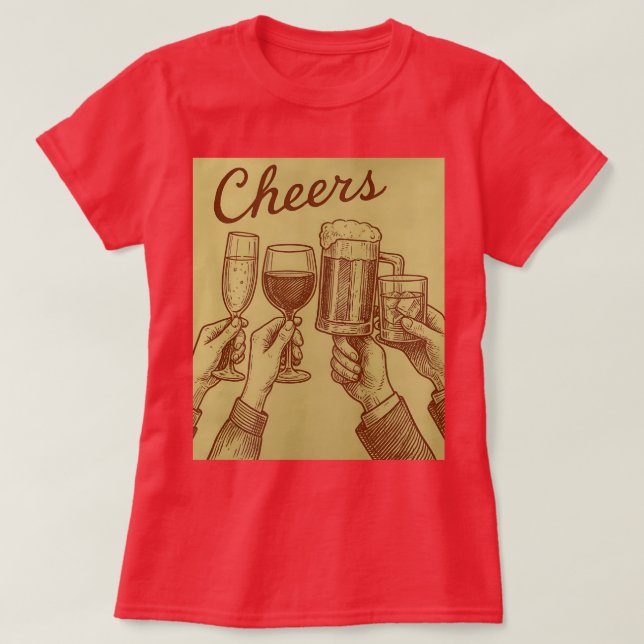 Red Women's Cheers Drinks Toasting T-Shirt (Design Front)