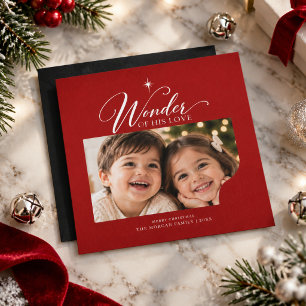 Red Wonder of His Script Photo Religious Christmas Holiday Card