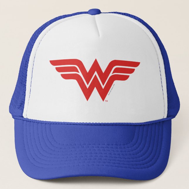 Red Wonder Woman Logo Trucker Hat (Front)