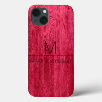 Red Wood Grain Texture Monogram
