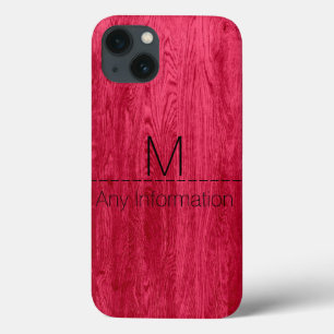 Red Wood Grain Texture Monogram iPhone 13 Case
