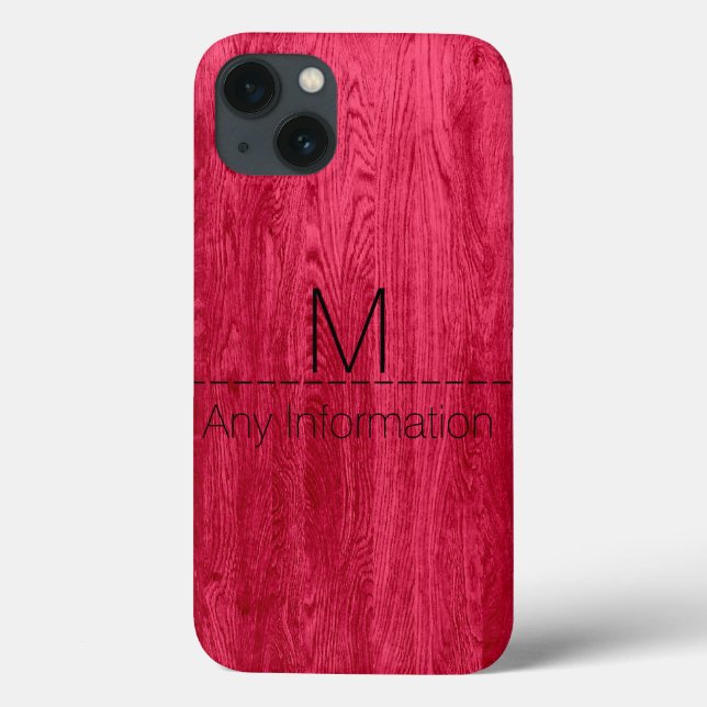 Red Wood Grain Texture Monogram Case-Mate iPhone Case (Back)