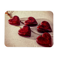 Red Wooden Hearts Tied Together on a String