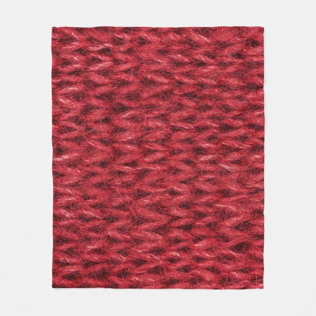 Red Wool: Knitting Texture Background. Fleece Blanket (Front)