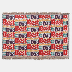 Red Word Art Best Dad Ever Mug Throw Blanket