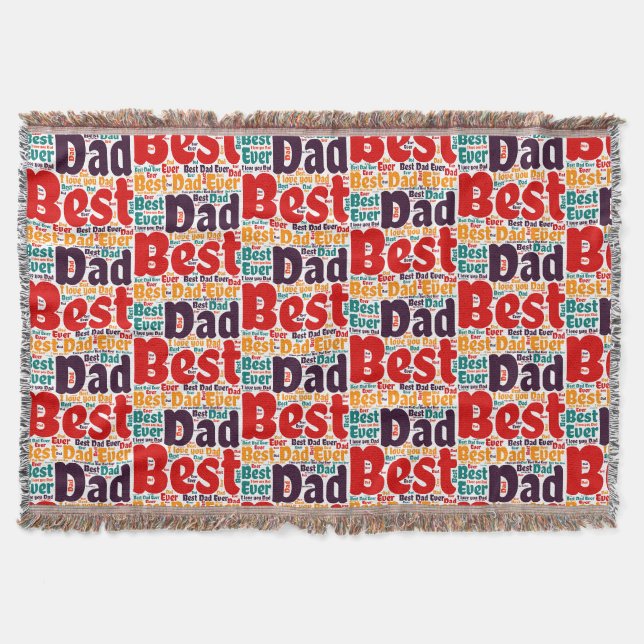 Red Word Art Best Dad Ever Mug Throw Blanket (Front)