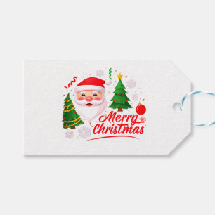 "Red Words of Cheer: Merry Christmas Design" Gift Tags