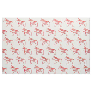 Red work Horse Fabric