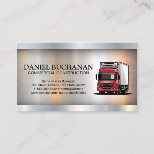 Red Work Truck Construction Business Card