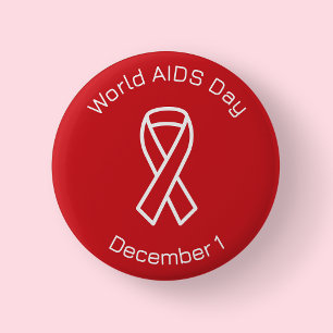 Red World AIDS Day Red Ribbon 6 Cm Round Badge