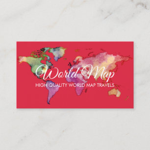 Red World Map Trip Globe Travel Agent Business Card