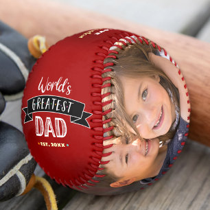 Red World’s Greatest Dad Modern Bold Typography Baseball