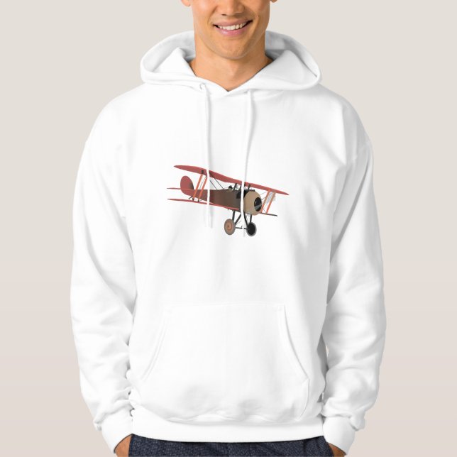 Red World War I Biplane Hoodie (Front)
