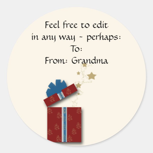 Red Wrapped Presents with Stars Classic Round Sticker (Front)