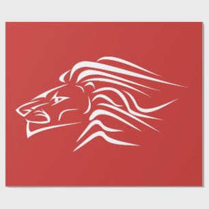 Red Wrapping Paper with Lion or Choose Colour