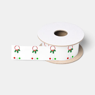 Red Wreath Jingle Bells White Ribbon Satin Ribbon