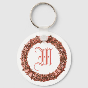 Red Wreath Monogrammed Keychain