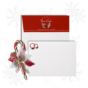 Red Wreath on White Canvas Envelope