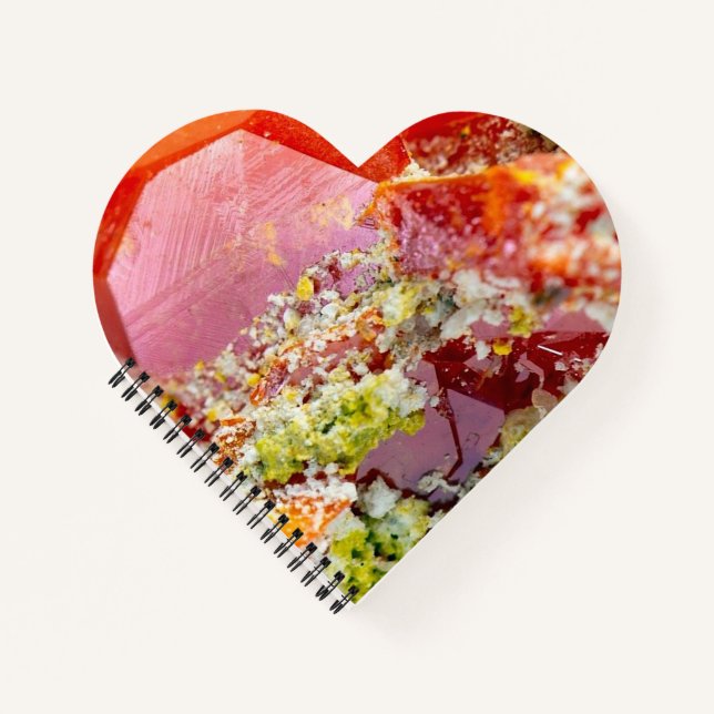 Red Wulfenite Crystal Heart Notepad Valentine Notebook (Front)