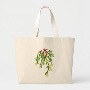 red xmas mistletoe large tote bag