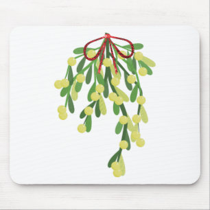 red xmas mistletoe mouse pad