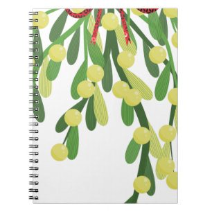 red xmas mistletoe spiral notebook