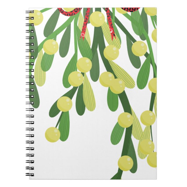 red xmas mistletoe spiral notebook (Front)