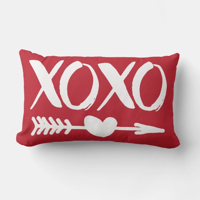 Red XOXO Heart Arrow Coffee Mug Lumbar Cushion (Front)