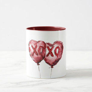Red XOXO Heart Balloons Love Valentine Mug