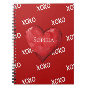 Red XOXO Heart Notebook