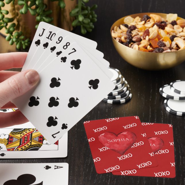 Red XOXO Heart Playing Cards (In Situ)
