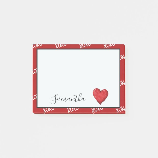 Red XOXO Heart Post-it Notes (Front)