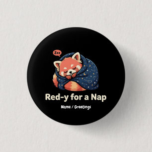 Red-y For A Nap Cute Sleepy Red Panda Kawaii 3 Cm Round Badge