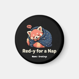 Red-y For A Nap Cute Sleepy Red Panda Kawaii Magnet