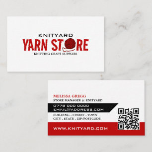 Red Yarn Store Logo, Knitting Store, Yarn Store Business Card