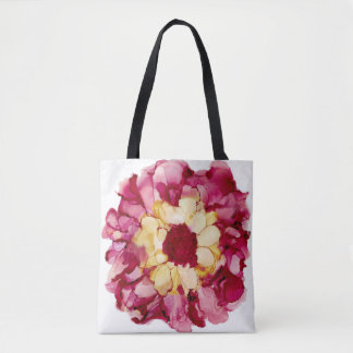 Red & Yellow Abstract Flower Tote Bag