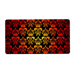 Red, yellow and black damask