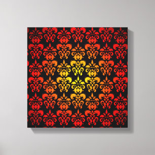 Red, yellow and black damask canvas print