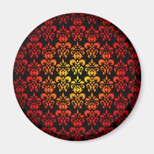 Red, yellow and black damask magnet