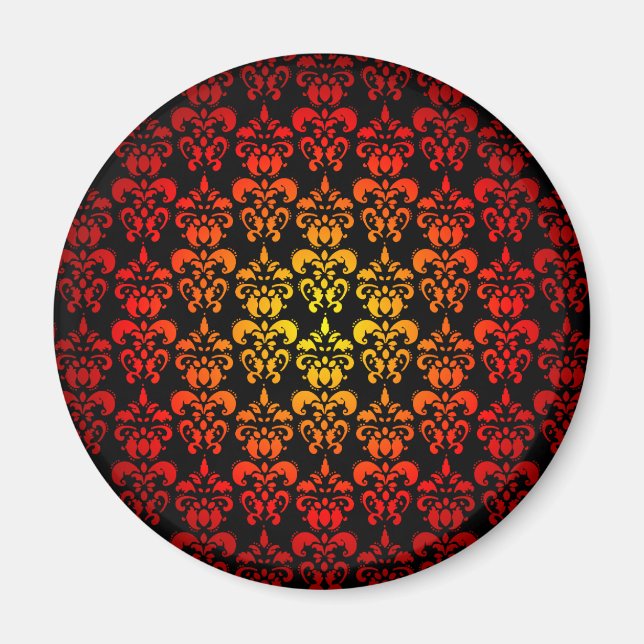 Red, yellow and black damask magnet (Front)