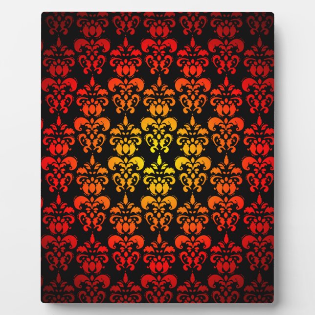 Red, yellow and black damask plaque (Front)