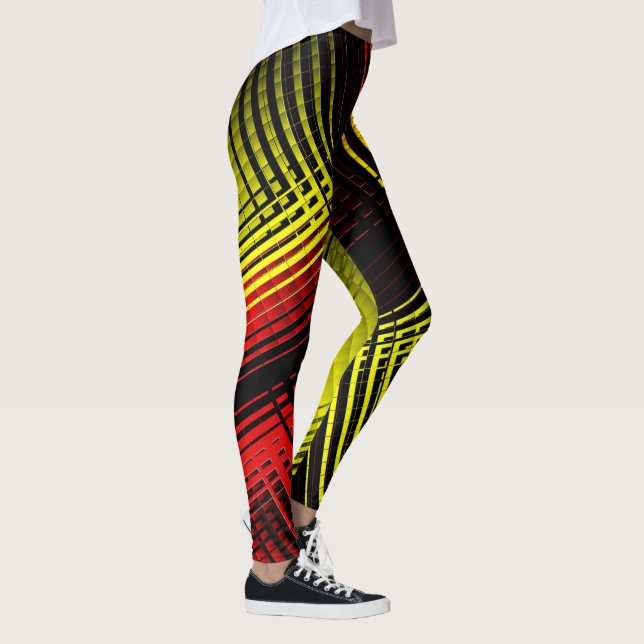Red Yellow and Black Diagonal Striped Leggings (Right)
