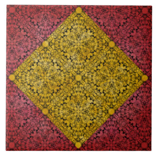 Red, Yellow, and Black Knit Pattern Tile