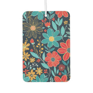 Red, yellow and blue whimsical floral car air freshener