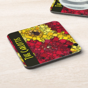 Red, Yellow and Gold Mini Box Background Template Coaster