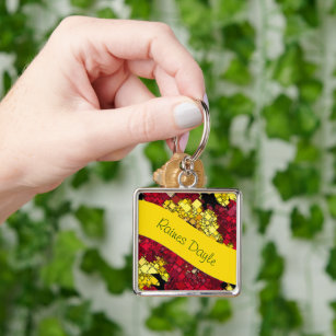 Red, Yellow and Gold Mini Box Background Template Key Ring