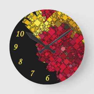 Red, Yellow and Gold Mini Box Template Round Clock